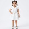 TB3 WHITE Baby Girls Frilly Buttoned Belt Dress (6M-4Y)