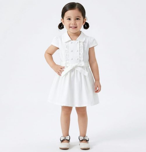 Baby Girls Frilly Buttoned Belt Dress (6M-4Y)