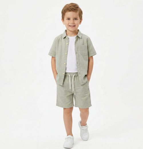 Boys Three Piece Shirt, T-Shirt & Shorts Set (2-8Y)