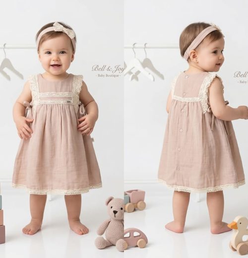 Baby Girls Lace Double Bow Cotton Dress with Headband (3-24M)
