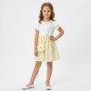 butterfly yellow Girls Butterfly Print Frilly Sleeve Dress with Purse (4-14Y)