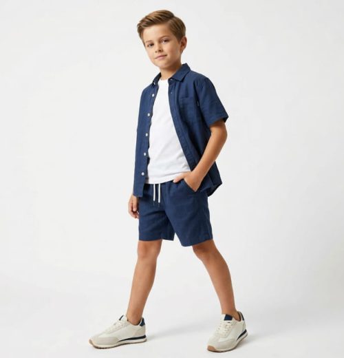 Boys Three Piece Shirt, T-Shirt & Shorts Set (2-8Y)