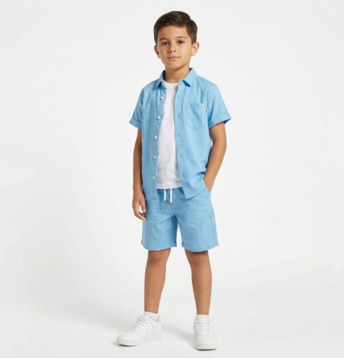 Boys Three Piece Shirt, T-Shirt & Shorts Set (2-8Y)