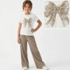 co1 gold Girls Two Piece Diamante Bow T-Shirt & Culottes Set (4-7Y)