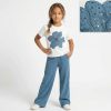 co2 blue Girls Two Piece Diamante Flower T-Shirt & Culottes Set (4-7Y)