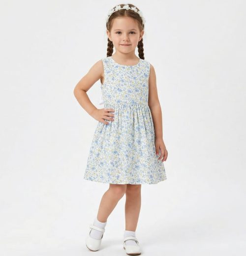 Girls Floral Print Cotton Dress (2-7Y)
