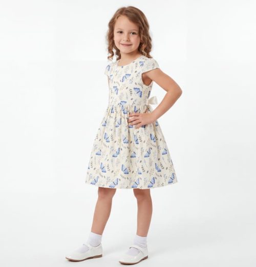 Girls Butterfly Print Cotton Dress (2-7Y)
