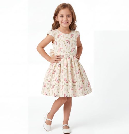 Girls Butterfly Print Cotton Dress (2-7Y)