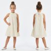 dress cream Girls Lace Collar Trim Layered Cotton Dress (5-14Y)