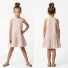 dress pink Girls Lace Collar Trim Layered Cotton Dress (5-14Y)