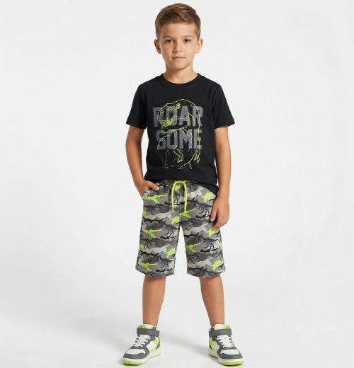 Boys Two Piece "ROARSOME" Dinosaur Short Set (8-14Y)