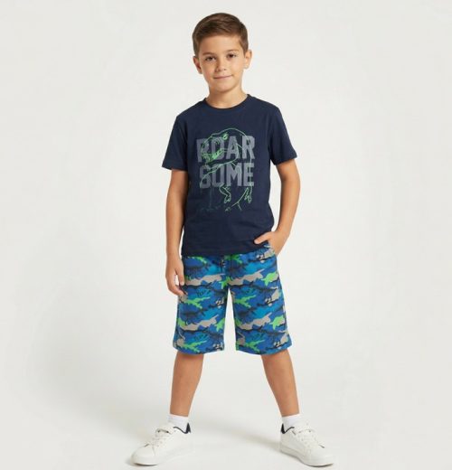 Boys Two Piece "ROARSOME" Dinosaur Short Set (8-14Y)