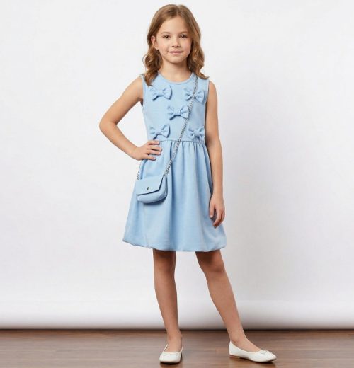 Girls Multi Bow Dress with Purse (4-14Y)