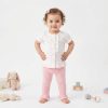 haf pink Baby Girls Two Piece Heart Print Frilly Buttoned Top & Leggings Set (3-18M)