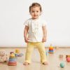 haf yellow Baby Girls Two Piece Heart Print Frilly Buttoned Top & Leggings Set (3-18M)