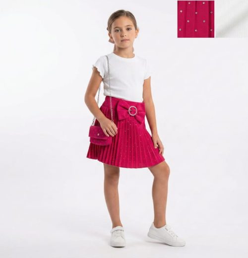 Girls Diamante Bow Dress with Purse (4-14Y)