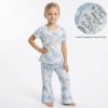 leg 1 blue Girls Two Piece Tie Dye "WOW" Diamante Legging Set (1-8Y)