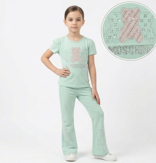 Girls Two Piece Teddy Bear Diamante Legging Set (1-8Y)