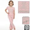 leg 2 pink Girls Two Piece Teddy Bear Diamante Legging Set (1-8Y)