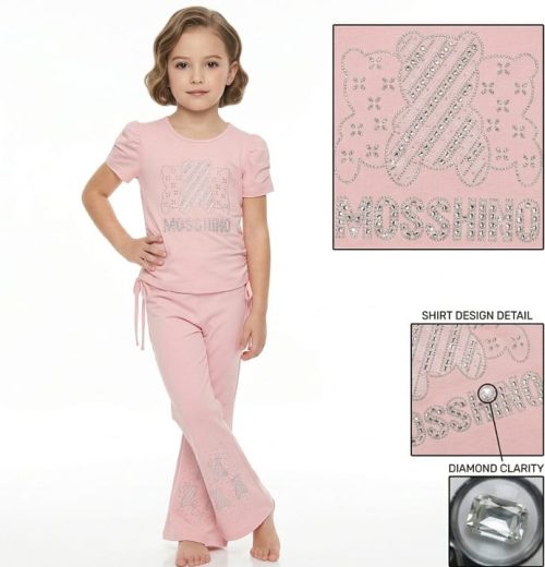 Girls Two Piece Teddy Bear Diamante Legging Set (1-8Y)