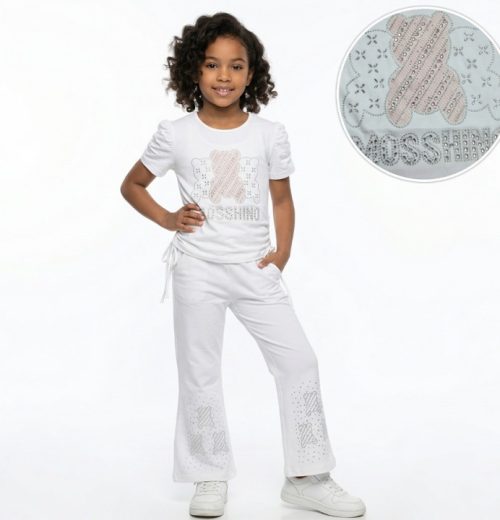 Girls Two Piece Teddy Bear Diamante Legging Set (1-8Y)
