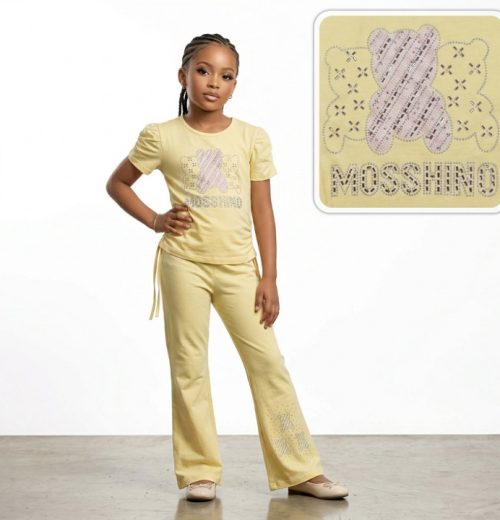 Girls Two Piece Teddy Bear Diamante Legging Set (1-8Y)