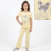 leg 4 yellow Girls Two Piece Diamante Eiffel Tower Legging Set (1-8Y)