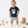 roar Baby Boys Two Piece "ROAR" Lion T-Shirt & Shorts Set with Socks (3-18M)