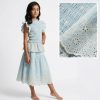 sk blue Girls Two Piece Anglaise Top & Long Skirt Set (5-14Y)