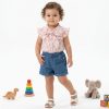 tb7.1 Baby Girls Floral Print Denim Bow Play Suit (0-24M)