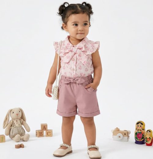 Baby Girls Floral Print Bow Play Suit (0-24M)