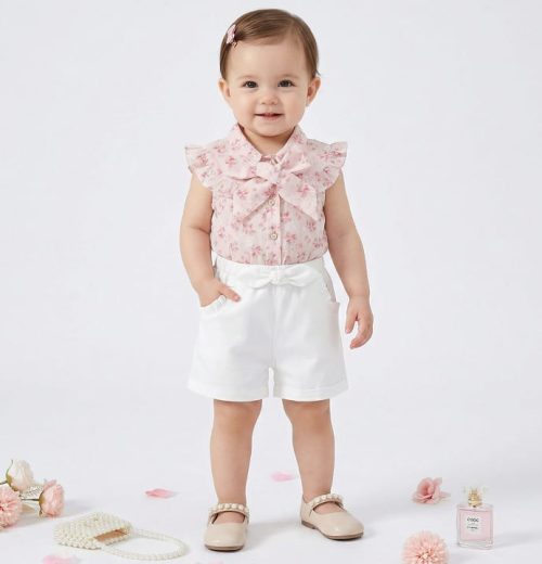 Baby Girls Floral Print Bow Play Suit (0-24M)