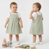 tb8 green Baby Girls Two Piece Metallic Broach Dress Set (6M-4Y)