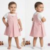 tb8 pink Baby Girls Two Piece Metallic Broach Dress Set (6M-4Y)