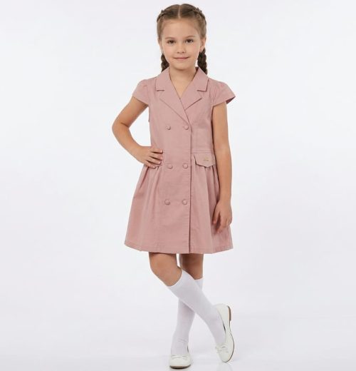 Baby Girls Double Breasted Buttoned Pocket Dress (6M-4Y)