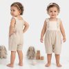 5832 beige Baby Girls Ruffle Strap Cotton Romper(6-36M)