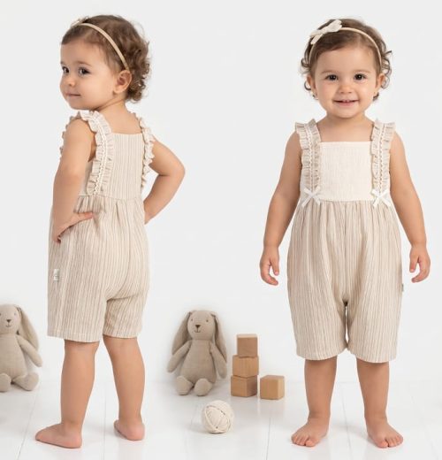 Baby Girls Ruffle Strap Cotton Romper(6-36M)