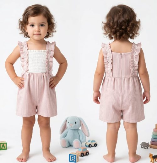 Baby Girls Ruffle Strap Cotton Romper(6-36M)