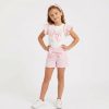 JK2 pink bow Girls Two Piece Ruffles & Bow Short Set (4-14Y)