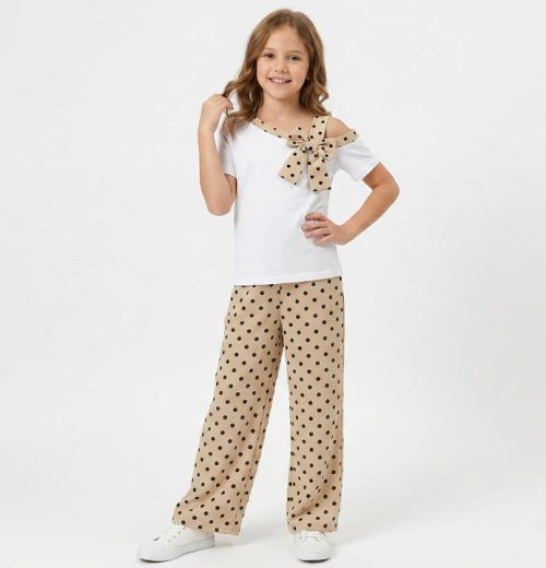 Girls Two Piece Black Polka Dot Set (4-14Y)