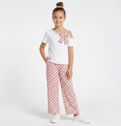 Girls Two Piece Black Polka Dot Set (4-14Y)