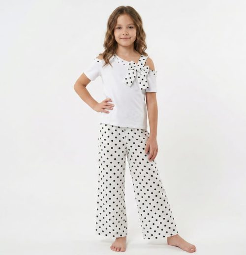 Girls Two Piece Black Polka Dot Set (4-14Y)