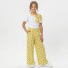 JK3 POLKA DOT YELLOW Girls Two Piece Black Polka Dot Set (4-14Y)