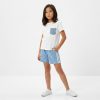 JK4 LEOPARD POCKET BLUE Girls Two Piece Leopard Print Pocket Short Set (4-14Y)