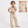 JK5 FLORAL BEIGE Girls Two Piece Floral Embroidery with Belt Set (4-14Y)