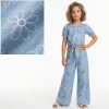 JK5 FLORAL BLUE Girls Two Piece Floral Embroidery with Belt Set (4-14Y)