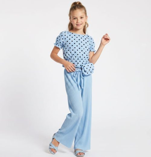 Girls Two Piece Polka Dot Top with Purse Set (4-14Y)