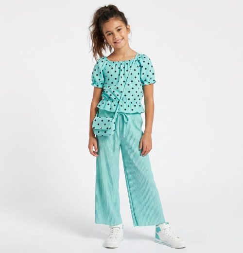 Girls Two Piece Polka Dot Top with Purse Set (4-14Y)