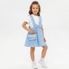 JK9 Cotton bow with purse blue Girls Ruffled Straps & Bow Chikankari-Embroidered Cotton Dress with Purse (4-14Y)