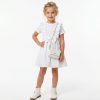 JK9 Cotton bow with purse white Girls Ruffled Straps & Bow Chikankari-Embroidered Cotton Dress with Purse (4-14Y)